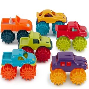 battat 6-pack mini chunky plastic monster truck toys with storage bag age 2 YRS+